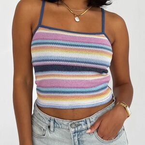 Grey Bandit Hang Loose Tank Rainbow Striped Size Medium